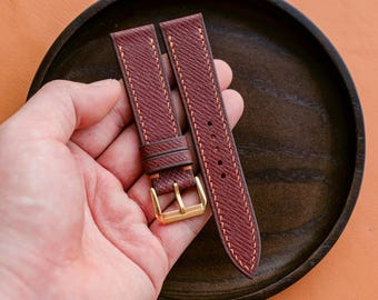 Handmade Taiga Leather Watch Strap –  Sizes 24mm 23mm 22mm 21mm 20mm 19mm 18mm
