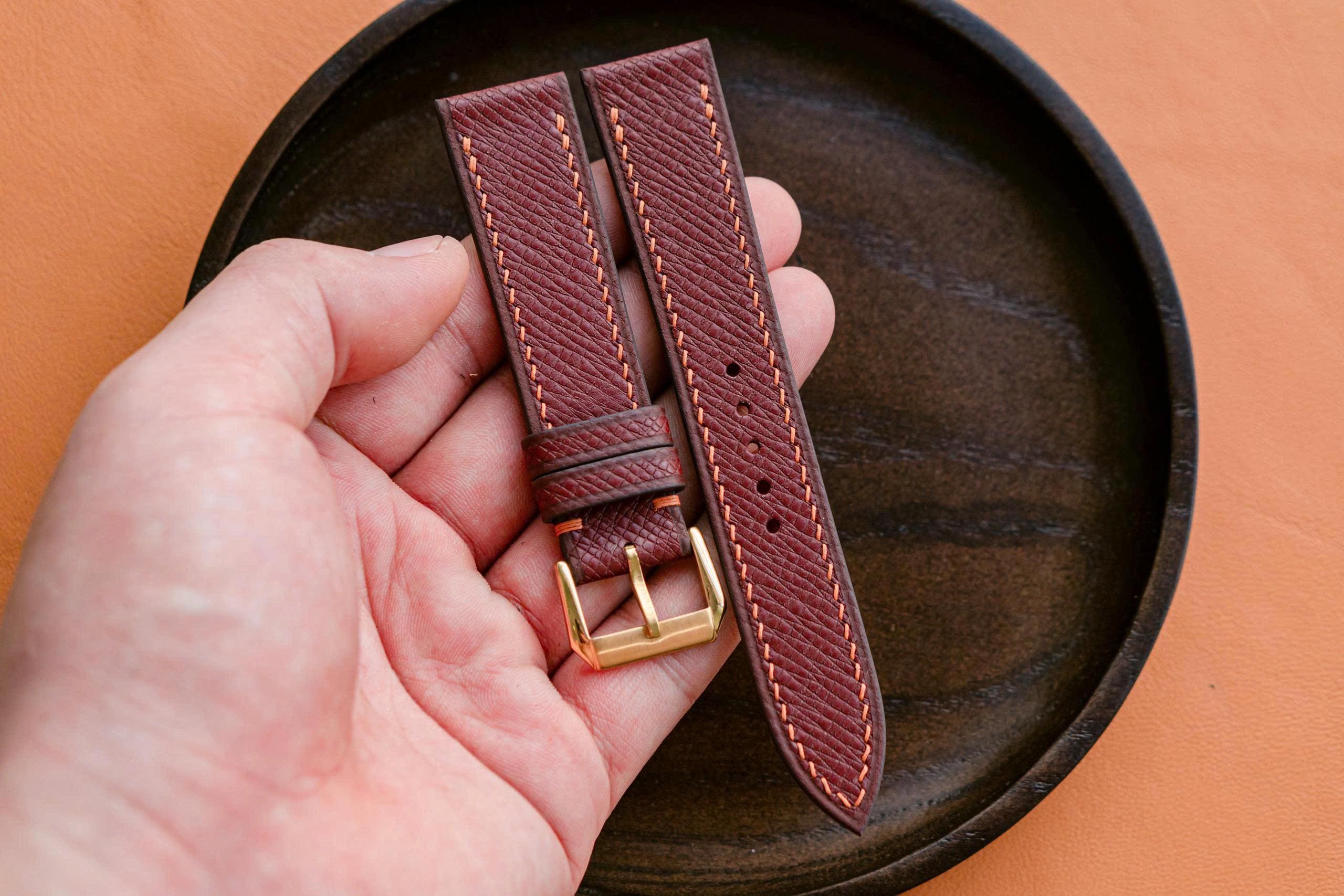 Bracelet De Montre En Cuir Véritable Tressé - Largeur 14 Mm - Couleur Marron - Fait Main Vintage Années 90 - Neuf Avec Garantie 3 Ans
