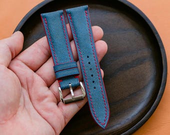 waxed Leather Watch Strap , Sizes 24mm 23mm 22mm 21mm 20mm 19mm 18mm