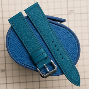 Handgefertigtes Uhrenarmband aus petrolblauem Togoleder - Sonderanfertigungen