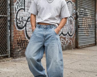 90s Gap Worker Jeans Distressed Baggy Light Wash Denim Jeans Paint