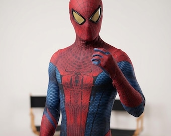 Spiderman Costume for Men – Red Blue Web Hero Bodysuit, Full Body Cosplay Jumpsuit, Masked Superhero Halloween Outfit