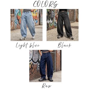 Baggy Wide Leg Denim Jeans for Men – Oversized Streetwear Pants, Loose Fit Skater Jeans, Y2K Hip Hop Denim, Vintage Wash Wide Leg Pants image 2