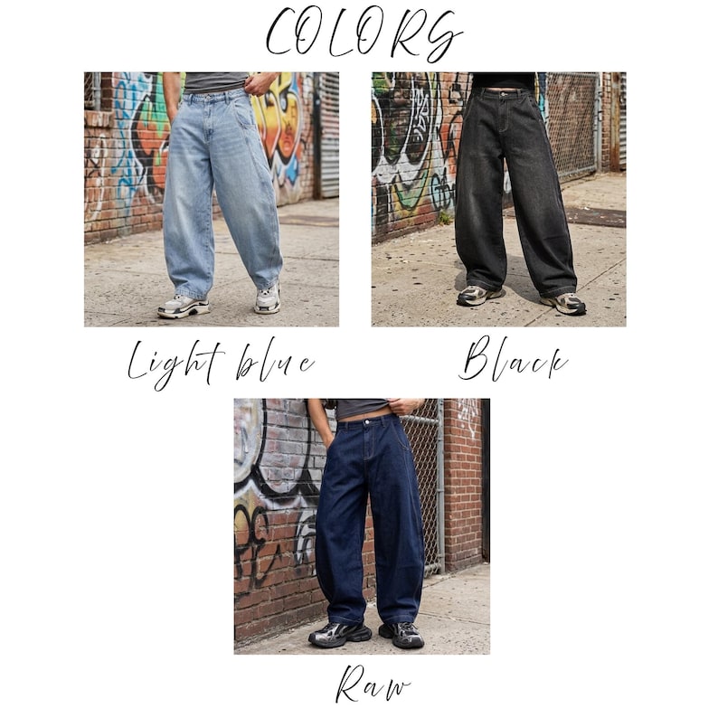 Baggy Wide Leg Denim Jeans for Men – Oversized Streetwear Pants, Loose Fit Skater Jeans, Y2K Hip Hop Denim, Vintage Wash Wide Leg Pants image 2