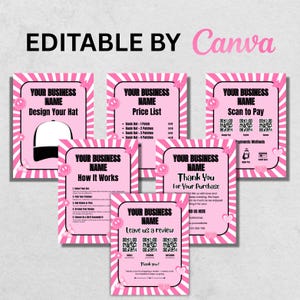 Trucker Hat Bar Template, Fully Editable By Canva, Design Your Hat, Price List, Payments, Instructions and Thank You Message, Hat Bar Bundle