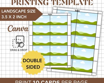 Editable Landscape Business Card Template: Printable DIY Design (Canva PDF)