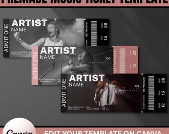 Modèle de billet de concert modifiable : billet imprimable DIY (téléchargement numérique)