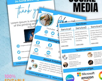 Influencer Media Kit Template: Editable Canva Design (Digital Download)