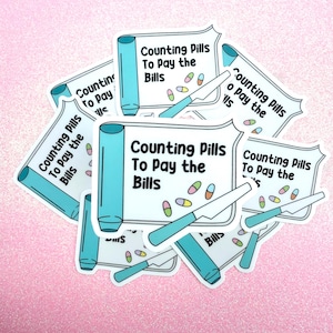 Counting Pills To Pay The Bills, Pharmacist, Pharmacy Technican, Pharmacy Student, Funny Pharmacy Gift, Pharmacy Sticker, Pharmacist Gift