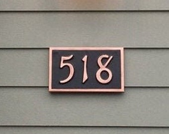 Real patina copper Address Plaque, House numbers, Copper house numbers,Solid copper Patina Copper sign, Antique copper numbers