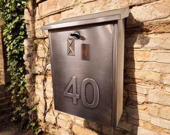 Large personalized copper mailbox with house numbers