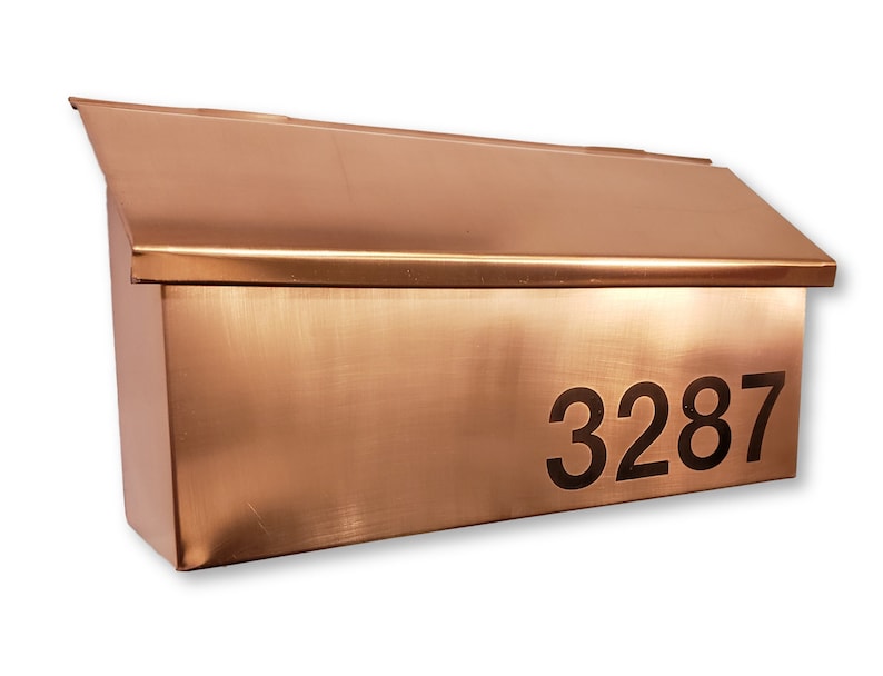 Wall Mount Copper Mailbox Patina Copper Mailbox House Numbers Etsy
