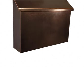 Large Flush Mount Copper Mailbox Wall mount mailbox Solid copper Hand crafted mailbox Mailbox Brushed copper mailbox house number