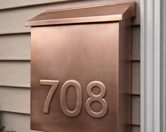 Handmade Solid Copper | Modern Wall Mount | Custom Address | Outdoor Statement Piece