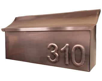 Rustic Cooper Mailbox with Elegant Embossed Numbers - Handcrafted Home Decor