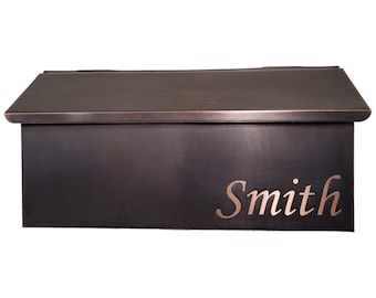 Handmade Copper Wall Mount Mailbox, Patina Finish, Personalized