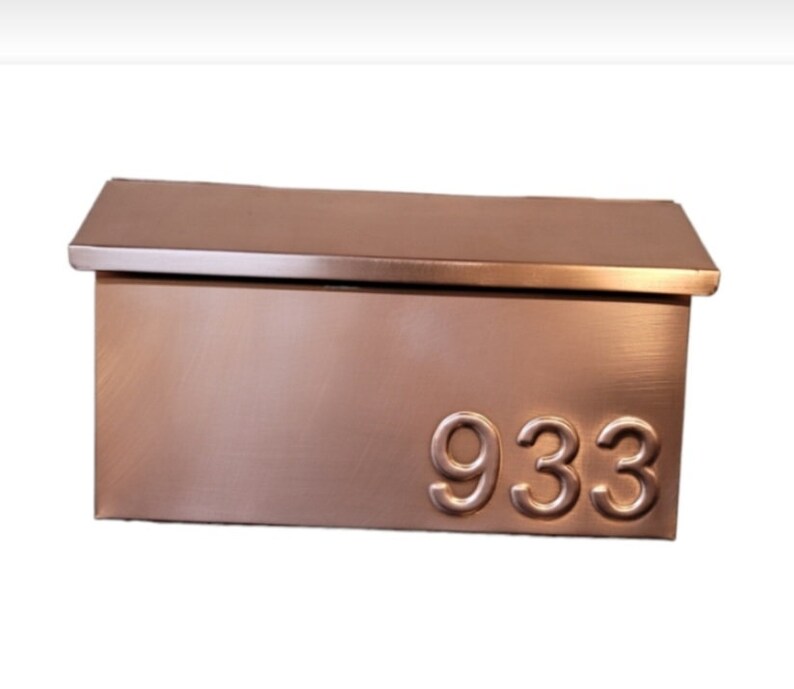 Wall Mount Copper Mailbox Patina Copper Mailbox House Numbers Etsy