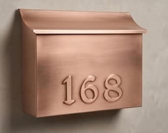 Handmade Copper Mailbox with Embossed House Numbers