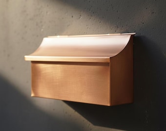 Handmade Brushed Copper Wall Mount Mailbox