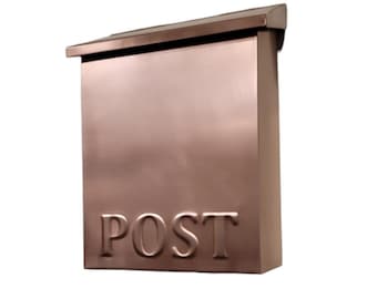 Handcrafted Copper Mailbox ,Embossed "POST" Design, Wall-mount Mailbox