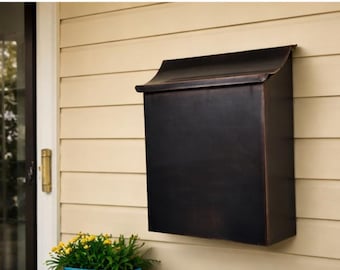Extra large Patina Copper Mailbox with curved lid