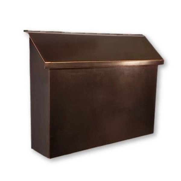 Large Flush Mount Copper Mailbox Wall mount mailbox Solid copper Hand crafted mailbox Mailbox Brushed copper mailbox house number
