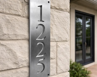 Vertical Stainless Steel House Numbers Sign – Modern Address Plaque