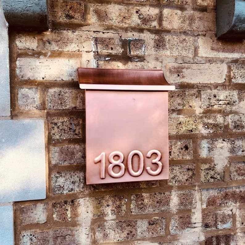 Flush Mount Copper Mailbox With House Numbers Etsy