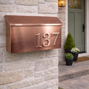 Embossed numbers,New Copper Mailbox,wall mount