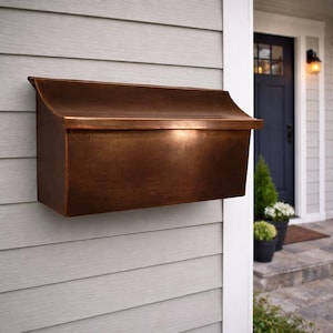 Handmade Patina Copper Mailbox, Wall Mount, Solid Copper