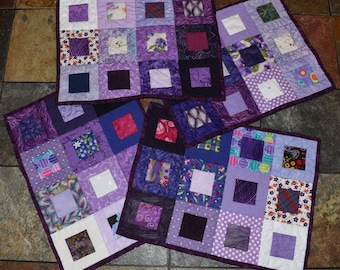 ready to ship reversible quilted placemats, square in a square, set of four