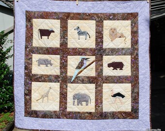 African animals baby quilt or wall hanging