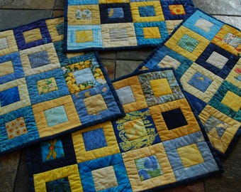 custom reversible quilted placemats, square in a square, set of four