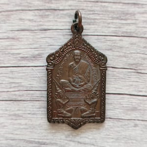 Luang Por In the Angel of Wealth Amulet, Vintage Buddha pendant, Authentic Thai talisman, Buddhist protection charm, old lucky Thai amulet