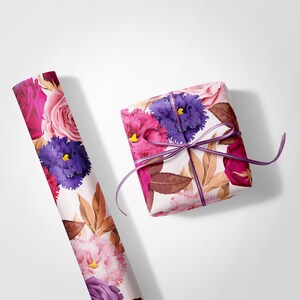 Floral Botanical Gift Wrap, Vibrant Flower Wrapping Paper image 5