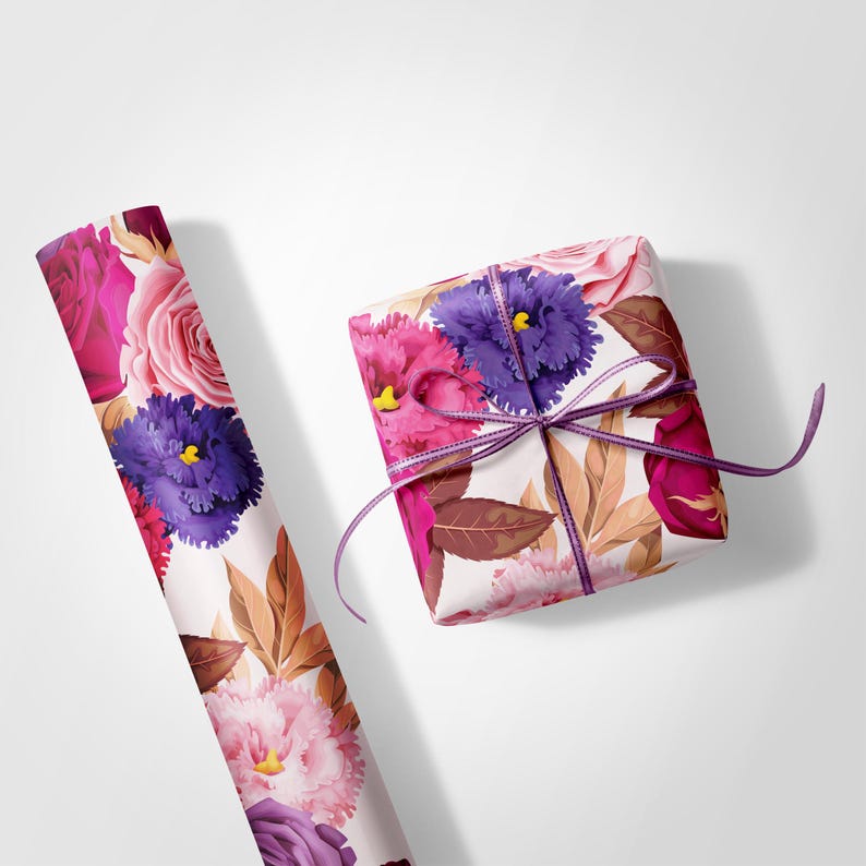 Floral Botanical Gift Wrap, Vibrant Flower Wrapping Paper image 5
