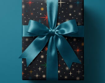 Retro Christmas Wrapping Paper | Mid-Century Starburst Design