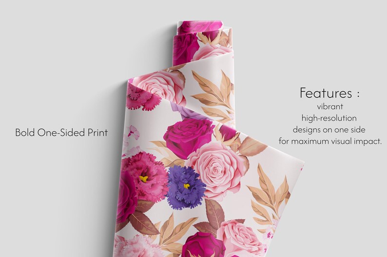 Floral Botanical Gift Wrap, Vibrant Flower Wrapping Paper image 3
