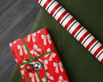 Red Bow Weihnachtsgeschenkpapier, klassische Weihnachtsverpackung