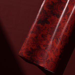 Red Rose Wrapping Paper, Romantic Floral Gift Wrap, Vintage Wedding Paper, Dark Academia Aesthetic, Valentines Day Gift image 1
