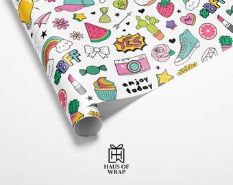 Fun Doodle Wrapping Paper, Colorful Fine Art Paper