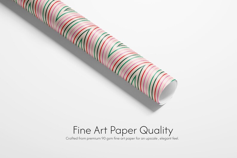 Modern Holiday Wrapping Paper | Red, Green, and Pink Zig Zag Christmas Gift Wrap image 3