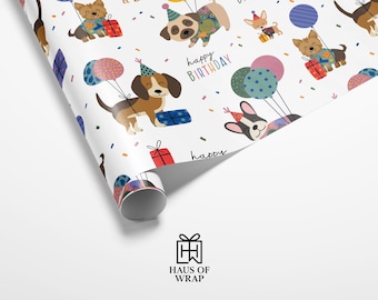 Papel de regalo para cumpleaños de perro, papel de regalo para fiesta de mascotas
