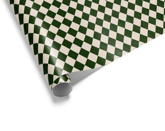Dambordwikkel groen crème Cadeaupapier voor Kerstmis Verjaardag Alledaagse bruiloften