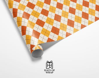 Papel de regalo con motivos otoñales, ideal para celebraciones de otoño, Acción de Gracias, cumpleaños y decoración navideña.