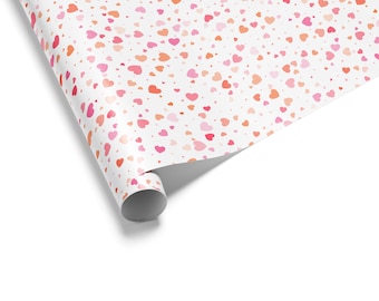 Papier cadeau imprimé coeurs | Papier artistique mat ou brillant 90 g