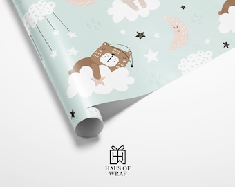 Baby Bear Wrapping Paper | Moon, Cloud, Star Gift Wrap