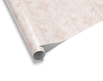Wedding Wrapping Paper | Cream Damask Luxury Gift Wrap Roll for Elegant Occasions