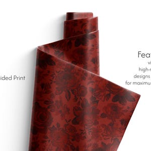 Red Rose Wrapping Paper, Romantic Floral Gift Wrap, Vintage Wedding Paper, Dark Academia Aesthetic, Valentines Day Gift image 5