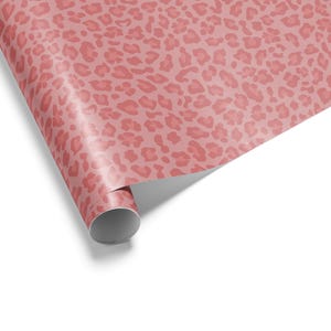 Pink Leopard Print Gift Wrap, Party Wrapping Paper image 1